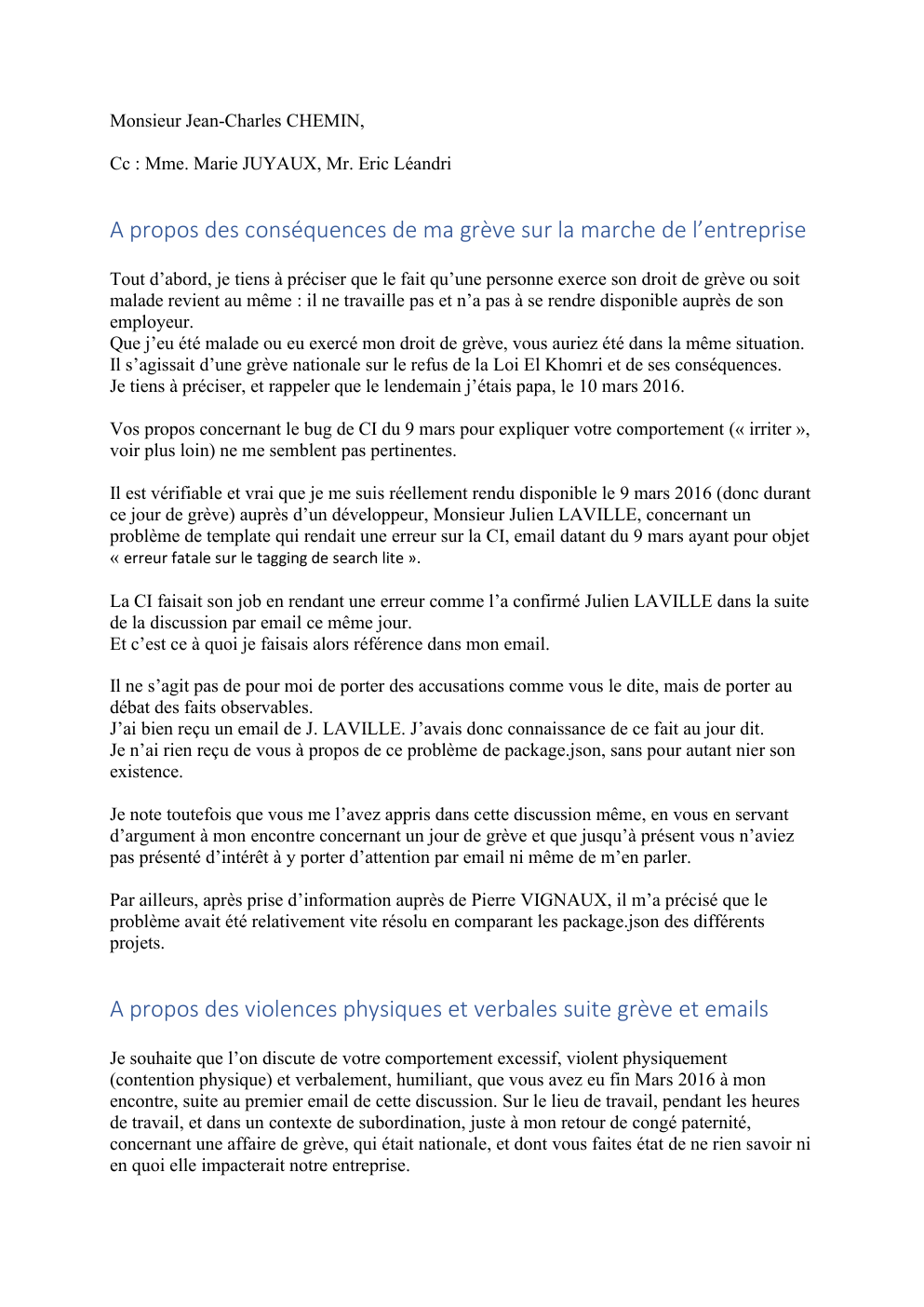 Réponse adressée à Jean-Charles Chemin — page 1 sur 8